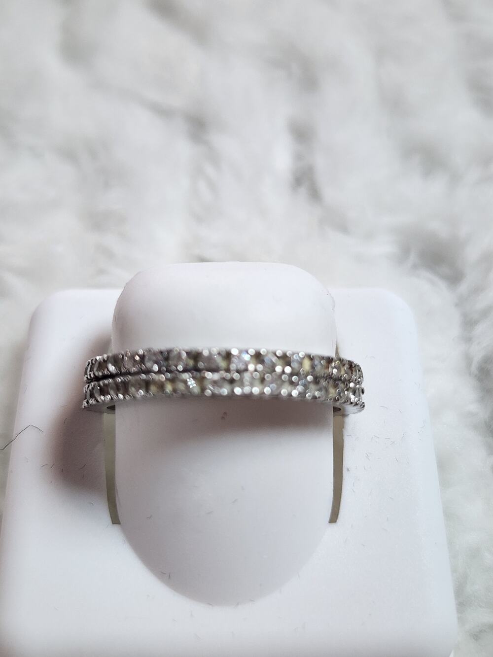 Set of 2 Vintage 925 FAS THAI Sterling Silver Eternity Band Rings Stacker Size 9